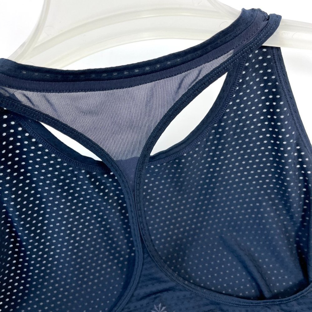 Athleta Chi Mesh Dot Tank High Neck Racerback Women's Large Navy Blue Active Top - Picture 8 of 16